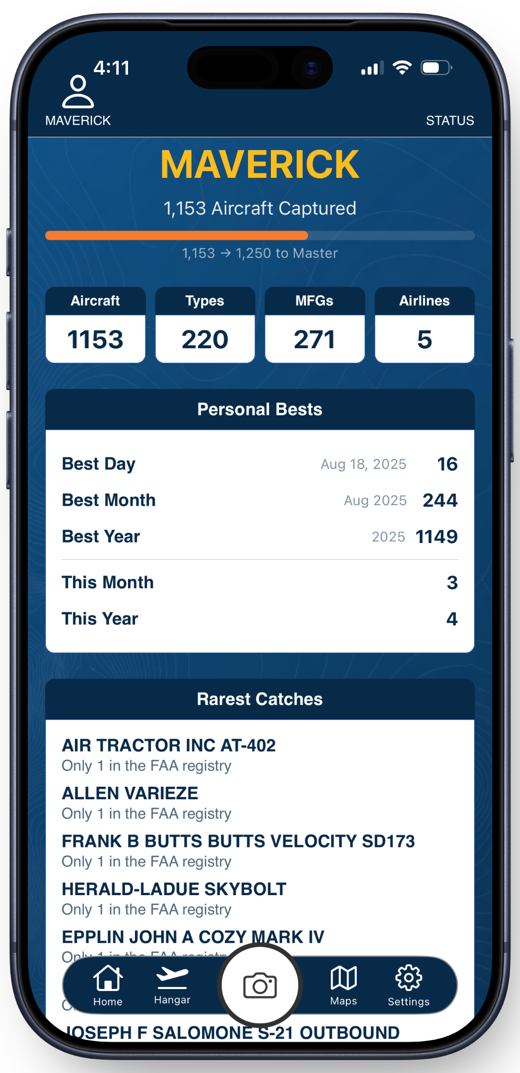 SpotterLog Stats